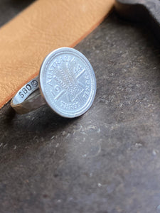 1944 Australian Three Pence coin~ Ring