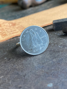 1973 Canadian 10c coin~ Ring