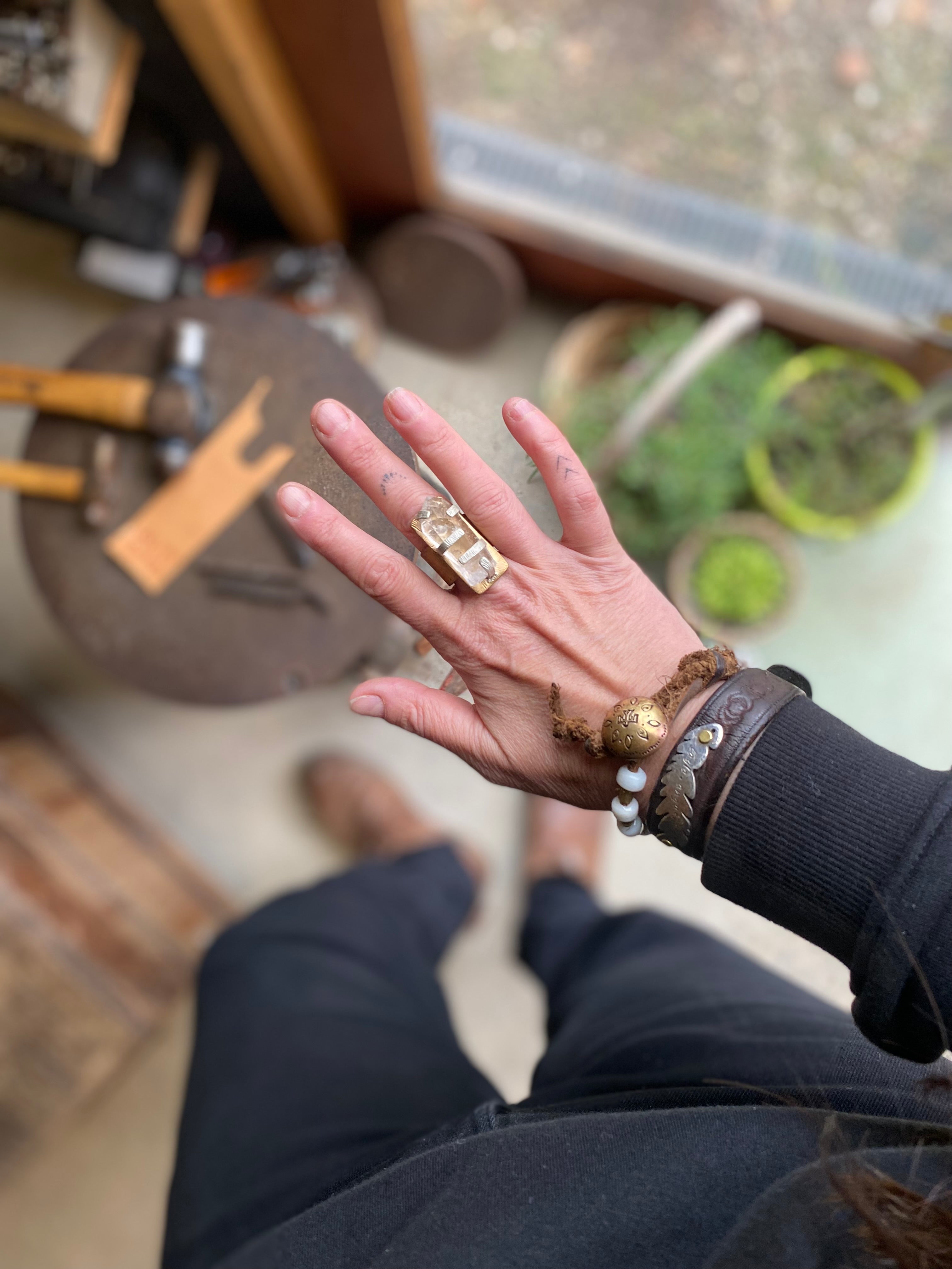 Clinker~ Clear Quartz~ Ring